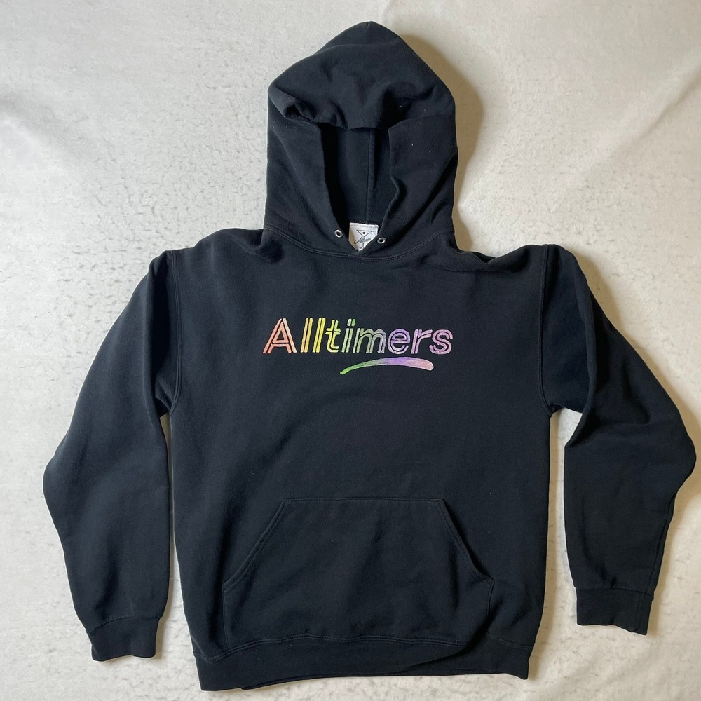 Alltimers Hoodie Mens Medium Black Rainbow Logo‎ Pullover Skateboarding